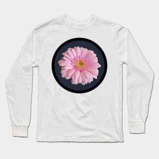 Pale Pink Gerbera Daisy Flower Circle Frame Long Sleeve T-Shirt